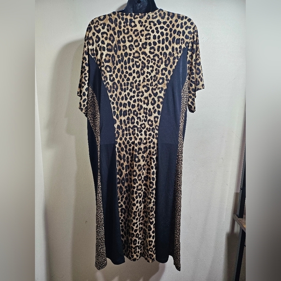 NWT Michael Kors Leopard Print Black Panels Dress 3X Women - Picture 5 of 8